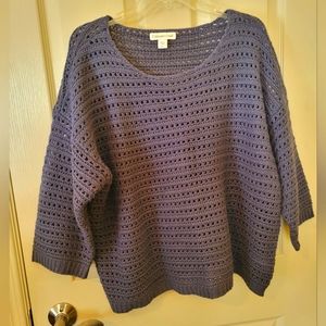 Coldwater Creek - Women's Open Knit Pullover Sweater- Blue - XL